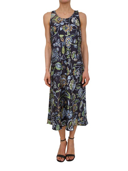 abito astice emme marella in fresco tessuto blu stampa floreale emmastice