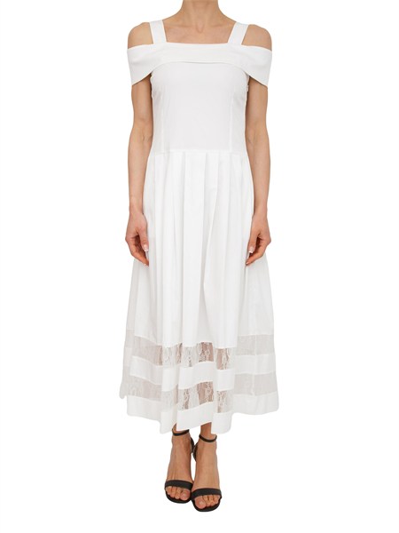 abito blugirl in cotone bianco con pizzo ra6154t544a