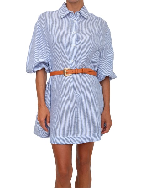 abito camicia drew kocca misto cotone lino a righe azzurre drewab8511