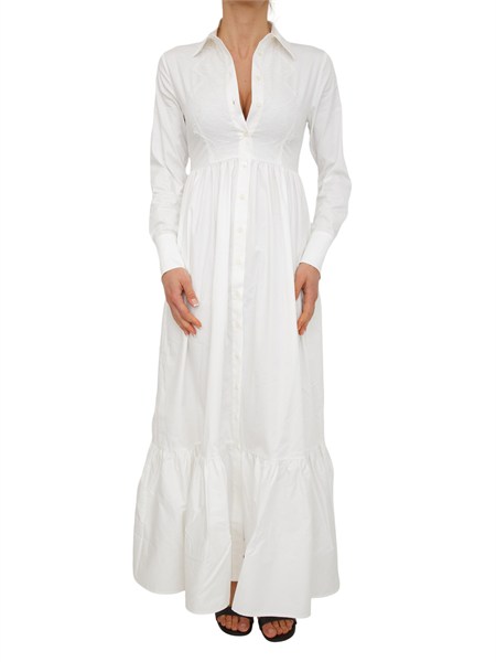 abito chemisier blugirl in cotone bianco con dettagli pizzo ra6139t544a