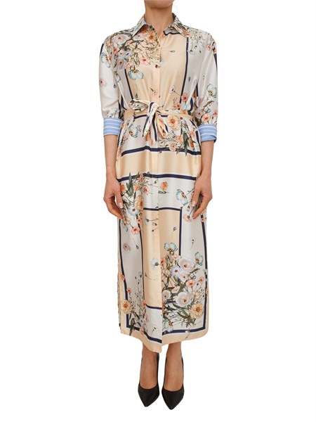 abito chemisier liu jo crema in twill stampato fantasia wa6534t2555