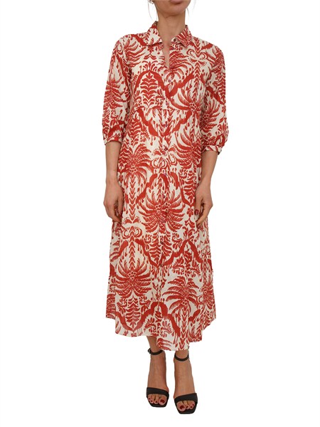 abito chemisier salmo iblues in mussola di cotone stampa rossa iblsalmo