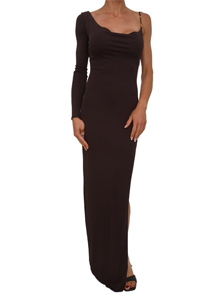 abito da sera marrone elisabetta franchi in jersey crepe abr4762e2