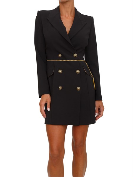 abito elisabetta franchi in crepe nero con catena gioiello ab89657e2