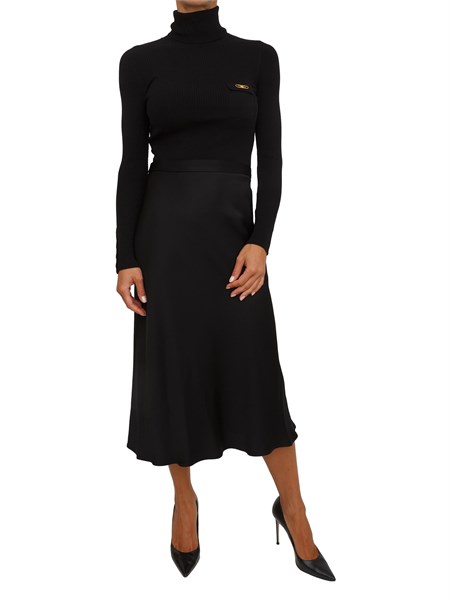 abito elisabetta franchi in maglia a costine e raso con taschino nero am06b56e2