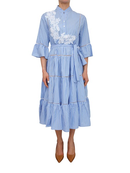 abito ermanno firenze in popeline di cotone azzurro a righe q064ccet1