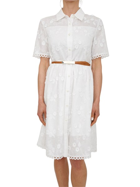 abito fracomina in misto cotone bianco ricami floreali fr26sd1027w445e5