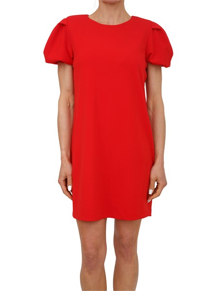 abito fracomina in tessuto rosso maniche a sbuffo fr26sd1018j47501