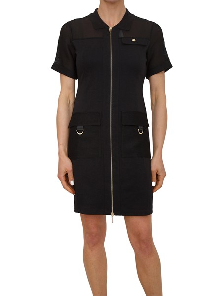 abito liu jo in jersey nero con zip dorata e tasche ta6235j3855