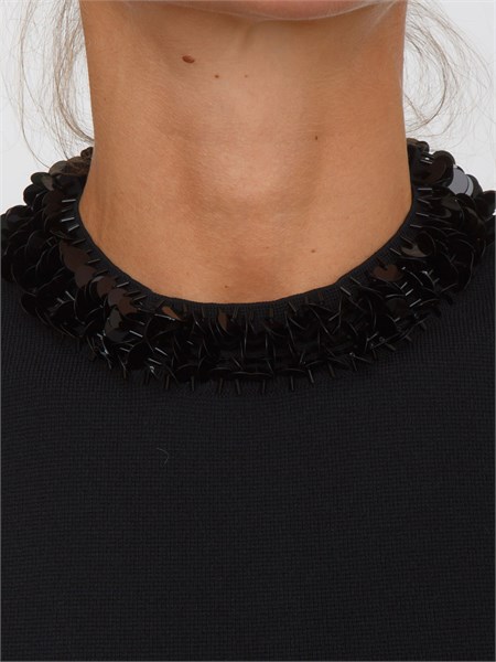 abito liu jo in misto viscosa nero con paillettes collo cf5035ms55n