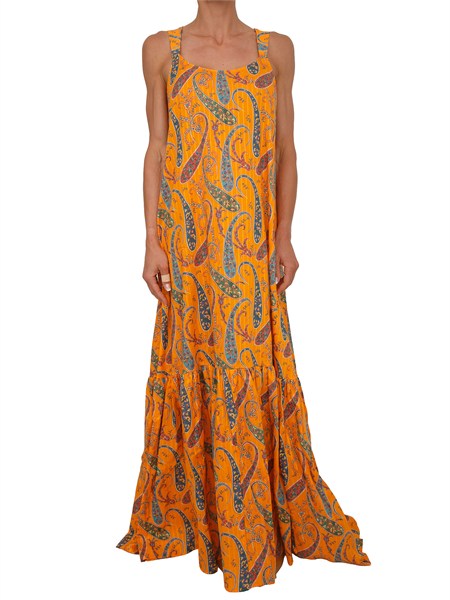 abito lungo etro in puro cotone plumetis arancione stampato wrha003099sa5r8