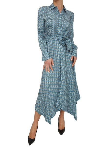 abito lungo iblacaici di iblues in twill stampato azzurro a fantasia iblacaici