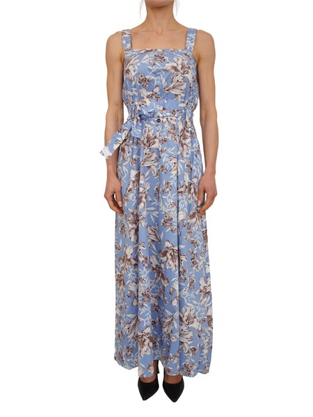 abito lungo liu jo in puro cotone azzurro stampa fiori wa6312t4853