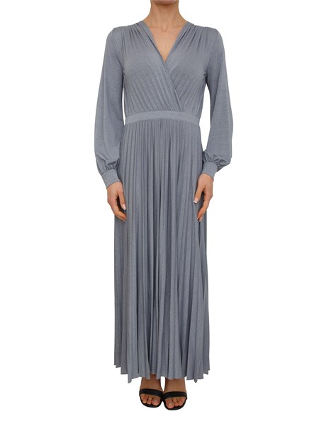 abito lungo mallo marella in jersey lurex grigio a plisse mllmallo