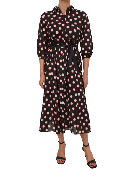 abito salmo iblues in mussola di cotone nera con stampa iblsalmo