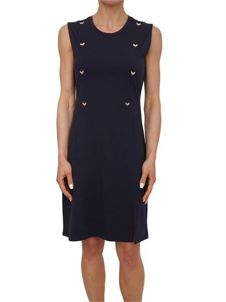abito smanicato liu jo in jersey blu dettagli dorati ta6126j5942
