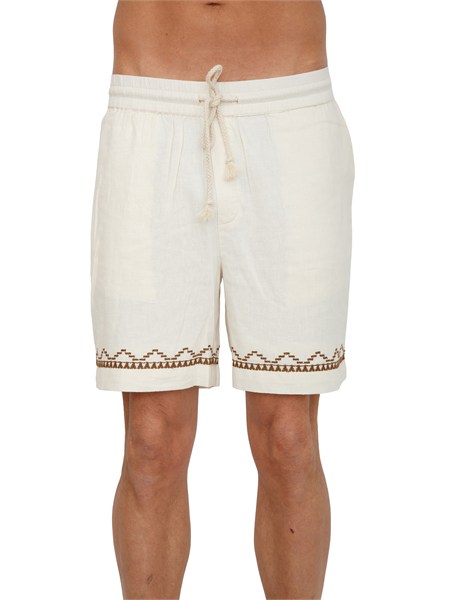 bermuda liu jo uomo misto lino beige con ricami qa6269t561a