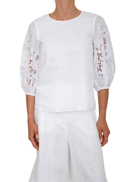 blusa mstordine max mara studio in garza ramie bianca mstordine