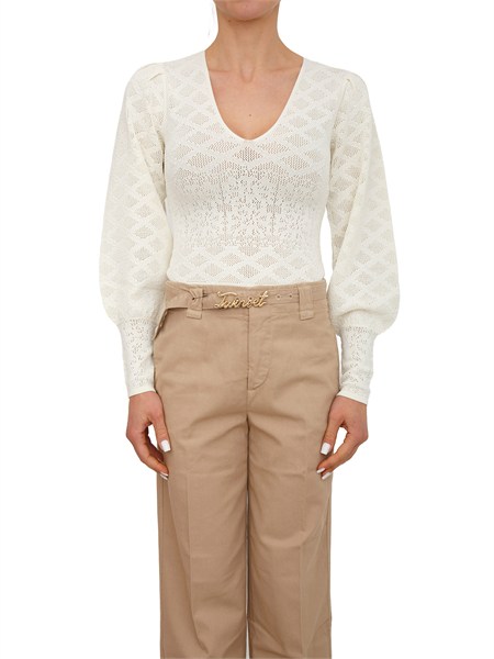 body twinset in viscosa punzonata effetto pizzo bianco panna 261tp3261
