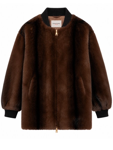 bomber ermanno firenze in visone ecologico marrone d064e95