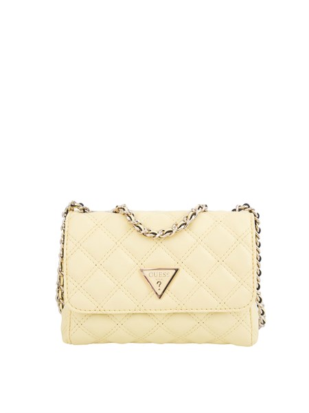 borsa a tracolla guess jeans in similpelle trapuntata gialla e tracolla catena hwqg8748740