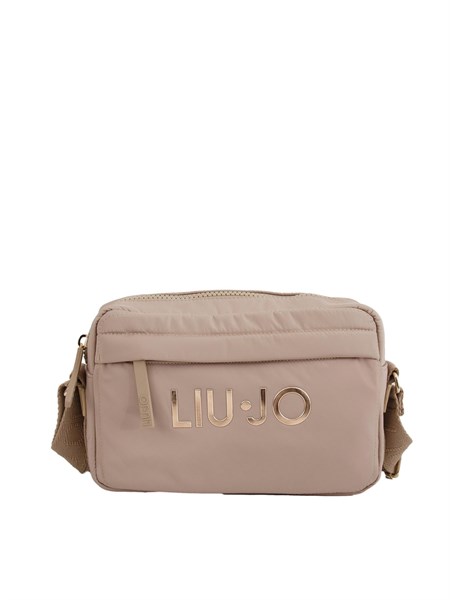 borsa a tracolla liu jo in nylon beige con logo contrasto tf5083t4974