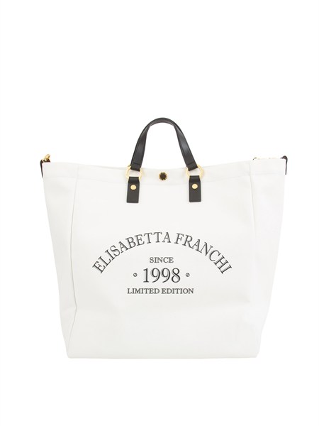 borsa bianca in canvas elisabetta franchi bs14a62e2