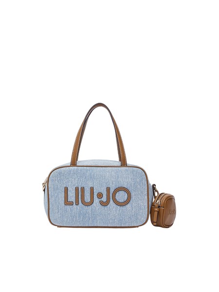 borsa bowling liu jo in denim con maxi logo aa6113t377a