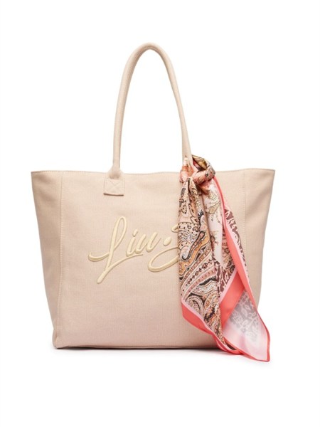 borsa liu jo donna in cotone rosa chiaro con foulard aa6200t546a