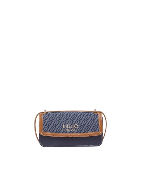 borsa liu jo donna in denim jacquard e logo aa6073t379a