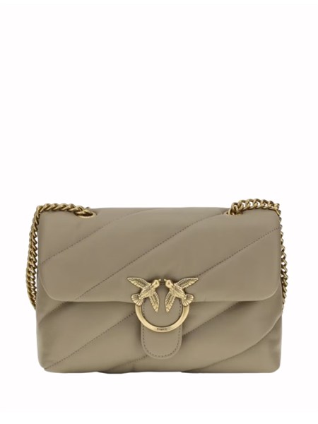 borsa love bag puff pinko in pelle grigia fibbia oro 100038a0f2