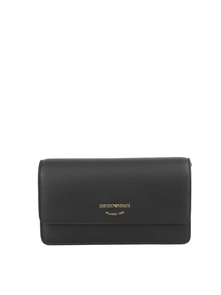 borsa mini bag emporio armani in pelle bottalata nera con catena oro ew003036af19568