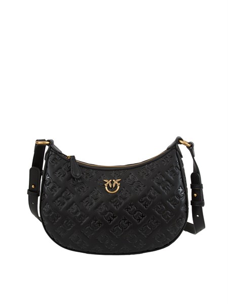 borsa mini love bag half moon pinko in pelle nera con logo all over 102790a1yb