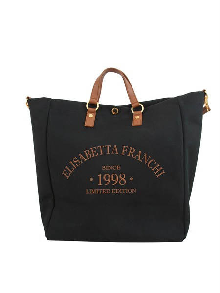 borsa nera in canvas elisabetta franchi bs14a62e2
