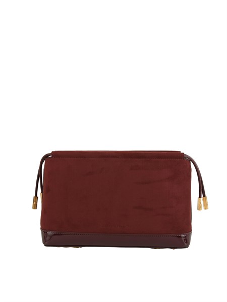 borsa pouch elisabetta franchi in ecopelle scamosciata bordeaux bs60a57e2