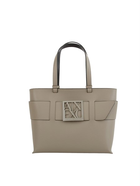 borsa shopper media armani exchange con cintura tono su tono in ecopelle grigio taupe 9491380a874