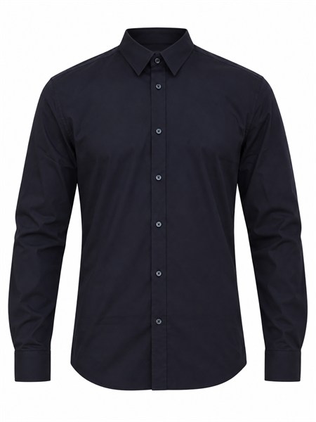 camicia antony morato in popeline di cotone blu mmsl00694fa450010