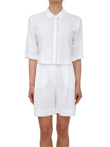 camicia bianca fracomina in lino e viscosa con strass fs26st6013w62201