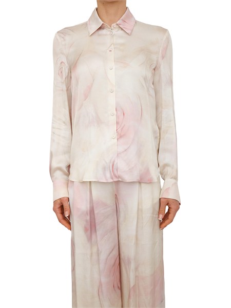 camicia blugirl in raso di viscosa rosa con stampa rose ra6103t530a