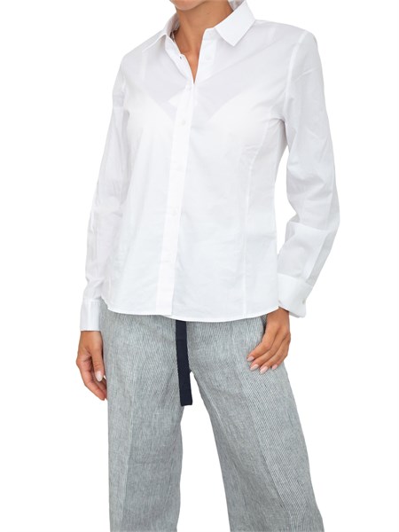 camicia donna iblues modello sfiancato a maniche lunghe in popeline bianco remore