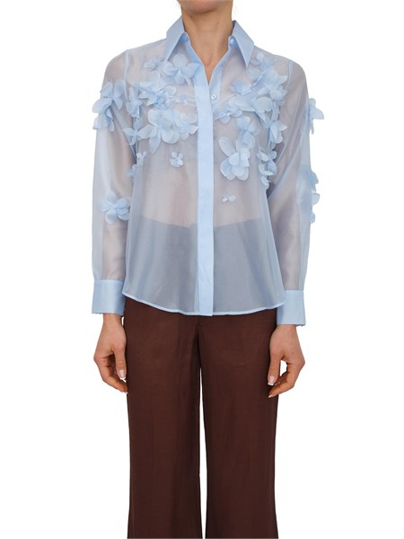camicia frosty nenette in organza azzurra con fiori 3d 41bb frosty