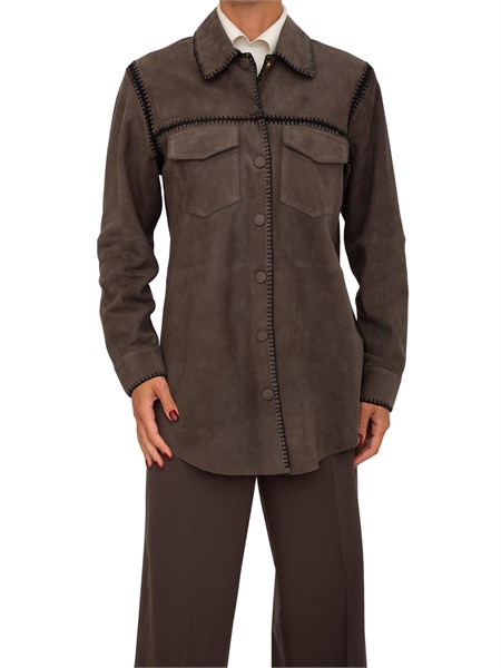 camicia giacca blugirl in suede marrone rf5195p0406
