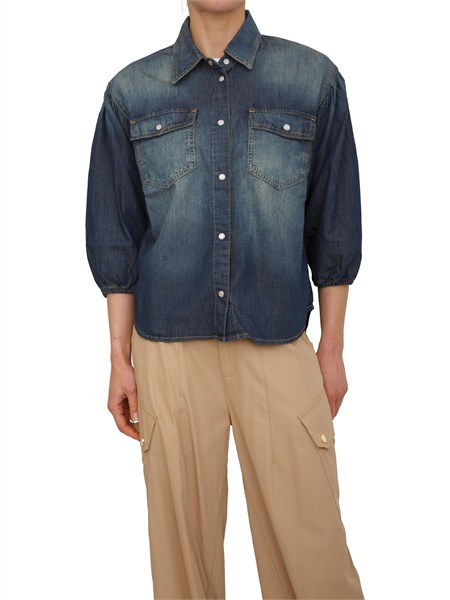 camicia jeans danae pinko in denim medio effetto used danaea37k