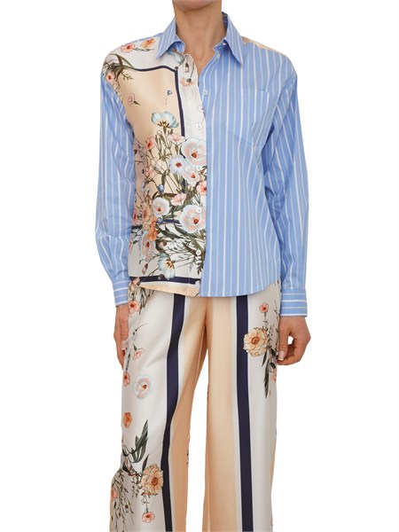 camicia liu jo donna in cotone con inserti twill stampato wa6383t2555
