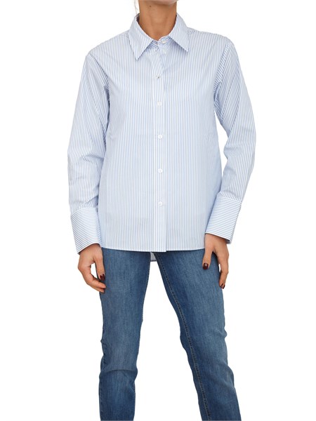camicia liu jo donna in popeline a righe azzurre incluso top abbinato uf5242t9814