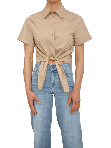 camicia liu jo donna in popeline di cotone beige ca6281t297a