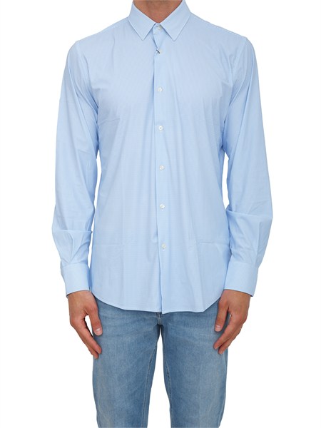 camicia liu jo uomo in cotone azzurro microfantasia qa6048j3858