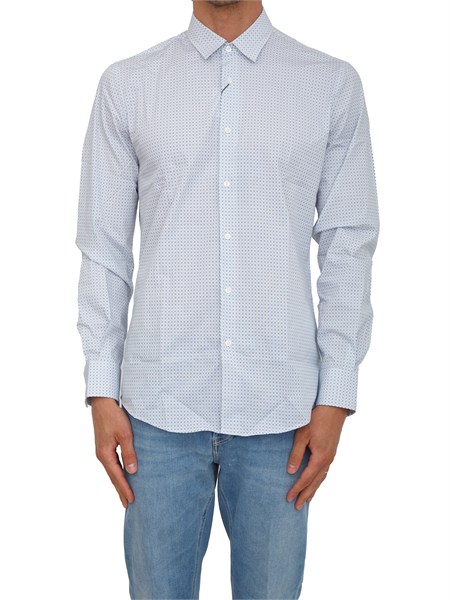 camicia liu jo uomo in cotone azzurro microfantasia qa6048t4354