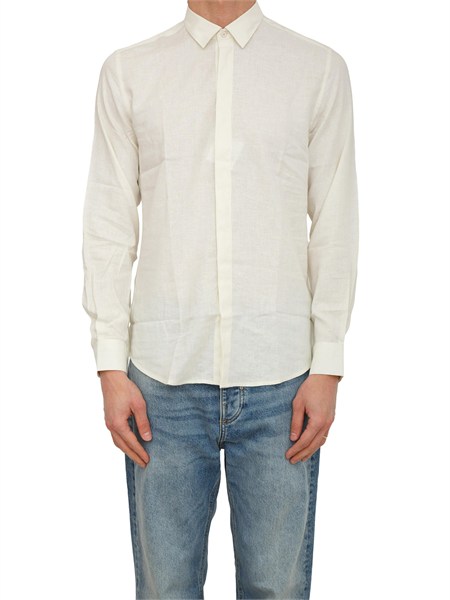 camicia london antony morato in misto lino e viscosa avorio mmsl00783fa400110
