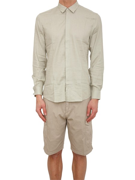 camicia london antony morato in misto lino e viscosa tortora mmsl00783fa400110